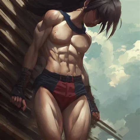 Anime Girl With Muscles Highly Detailed Muscular Stable Diffusion