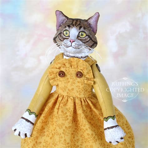 Original Cat Art Doll Tabby And White Maine Coon Betsy By Max Bailey Ph