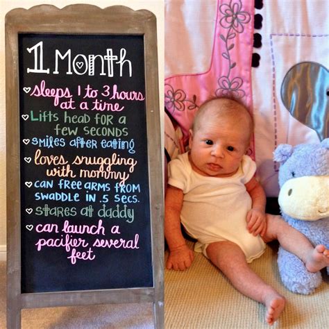 1 Month Baby Chalkboard … | Baby month by month, Baby milestone photos, 1 month baby