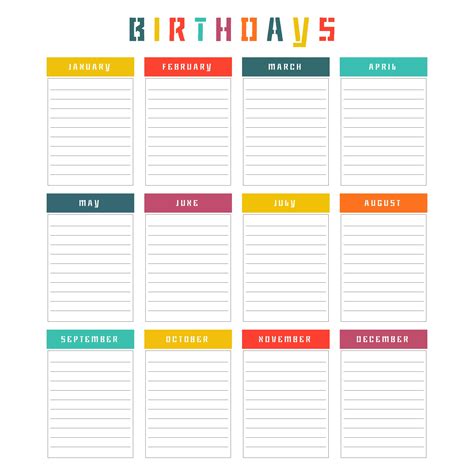 Free Editable Birthday Calendar Template Free Stuff Giveaway Freecycle Freebies
