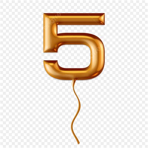Numbers 1 5 Clipart Hd Png Balloon Number 5 Golden Balloon Number