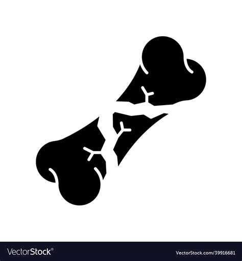 Bone Fracture Black Glyph Icon Comminuted Vector Image