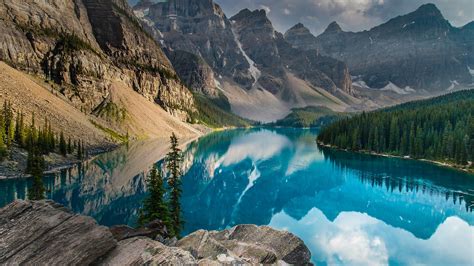 Nature Landscape Driftwood Water Reflection Mountains Snowy