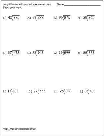 Each step will be explained and shown. Long Division Worksheet 1 Worksheets | Long division ...