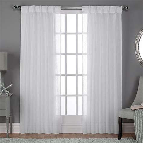 Exclusive Home 2 Pack Belgian Textured Sheer Pinch Pleat Window Curtains