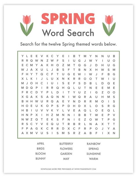 Printable Spring Word Search For Kids