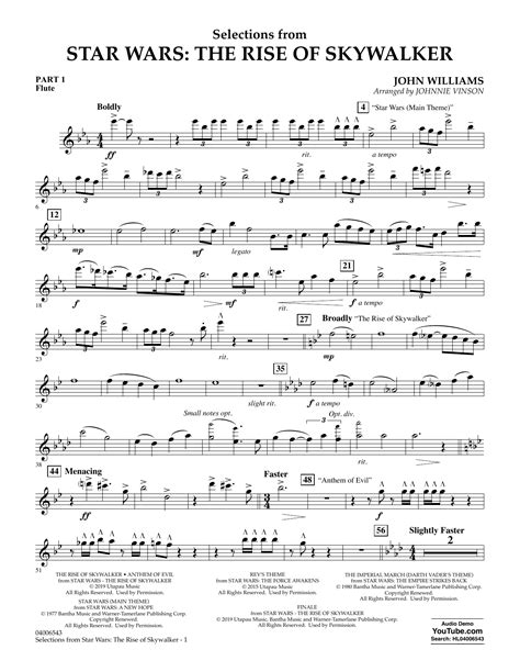 Selections From Star Wars The Rise Of Skywalker Pt1 Flute Sheet Music John Williams