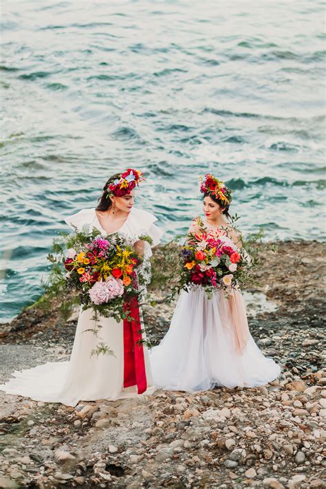 Eclectic Colorful Frida Kahlo Beach Wedding Inspiration