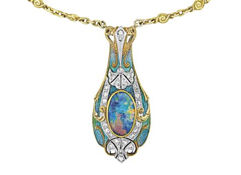 Tiffany And Co Art Nouveau Opal Necklace Diamonds In The Library