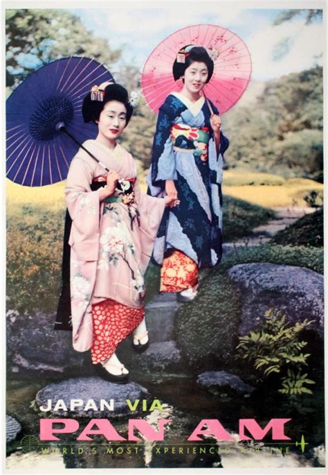 Sold Price Pan Am Japan 2 Women In Robes Original Vintage Travel Poster 1965 Pan American
