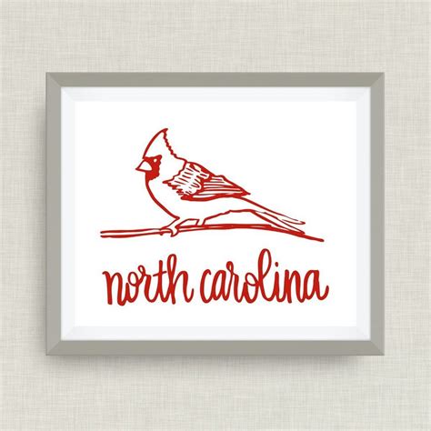 North Carolina Art Print Cardinal State Symbol North Carolina Art
