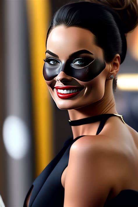 Lexica Margot Robbie In Catwoman Bodysuit Movie Set Smiling Face