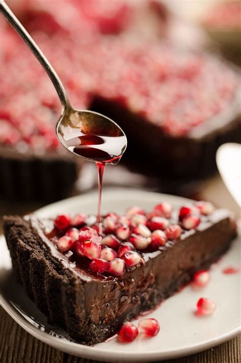 Salted Dark Chocolate Pomegranate Tart Recipe Desserts Dessert