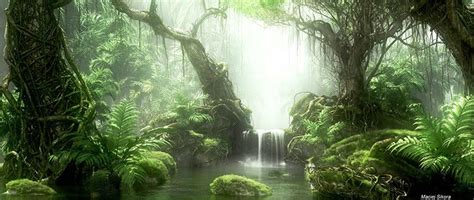 Deep Lush Jungle Rendered Concept Art Jungle Art Fantasy Landscape