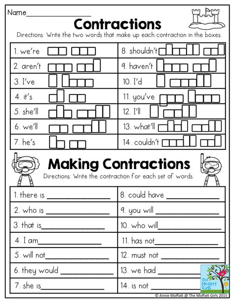 Printable Contraction Worksheet 2nd Grade