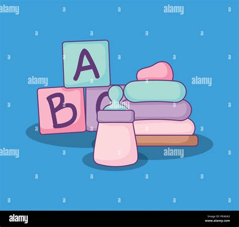 Baby Shower Card With Alphabet Blocks Vector Illustration Design Stock