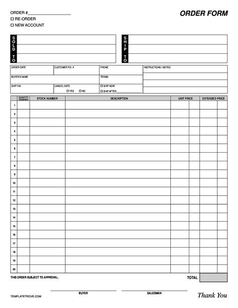 Order Form Templates Work Order Change Order More