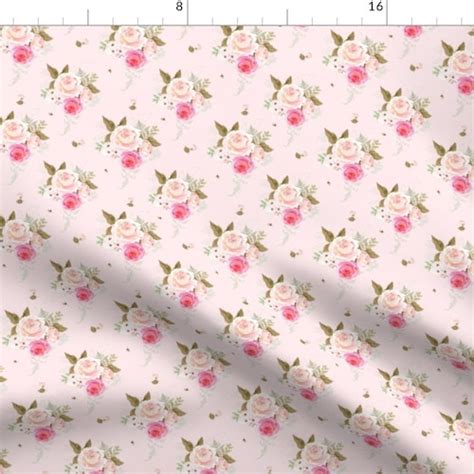 Roses Pink Tiny Floral Fabric 4 Vintage Roses Pink Etsy