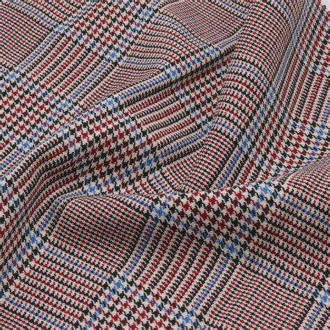 Plaid Houndstooth Wool Fabric By The Yard Etsy