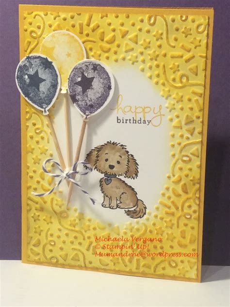 A Happy Birthday Card With Two Balloons And A Dog On The Front Sitting