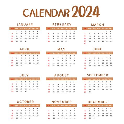 Modern Calendar 2024 Template Design Vector Modern Calendar 2024