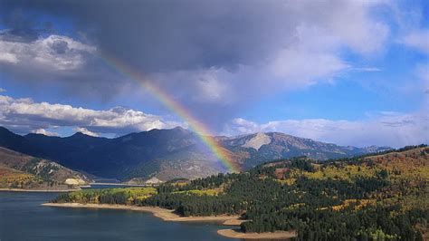 Rainbow Forest Lake Mountains Hd Wallpaper Peakpx