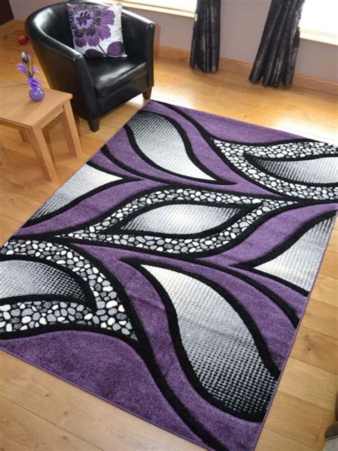 New Small Extra Large Huge Purple And Silver Black Thick Carved Rugs Rug