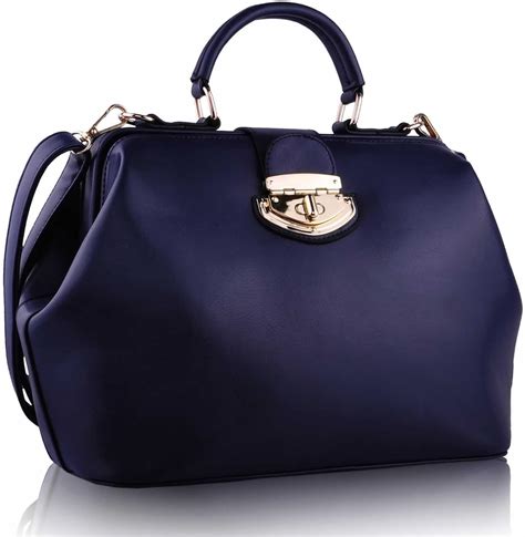 Ladies Designer Blue Navy Satchel Bag Classic Womens