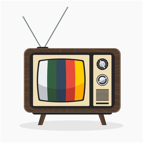 Editable Front View Old Classic Vintage Television Vector Iconic