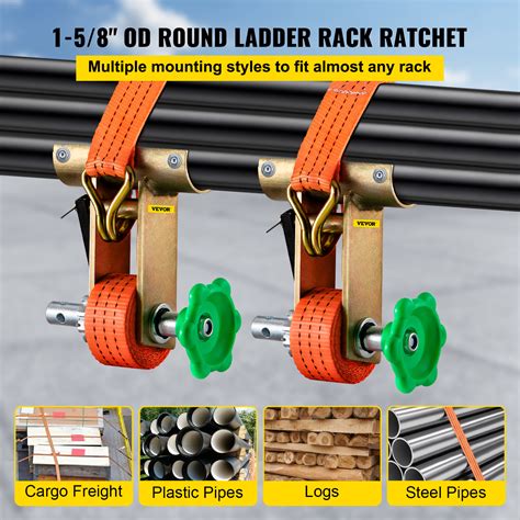 Vevor Ladder Rack Ratchet Tie Down Straps Pair Round Mount Replaces