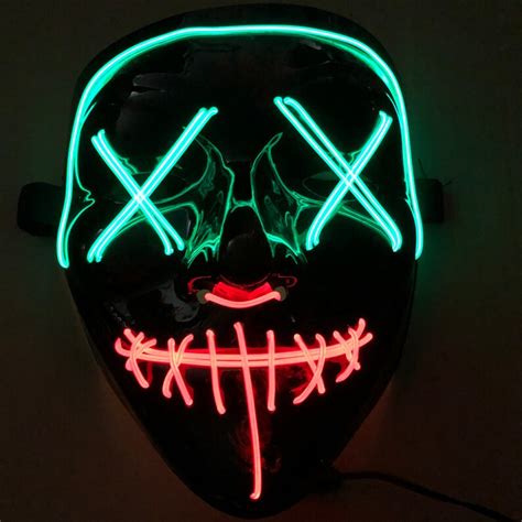 Halloween Light Up Purge Mask Stitched Led Purge Festival Edm Etsy