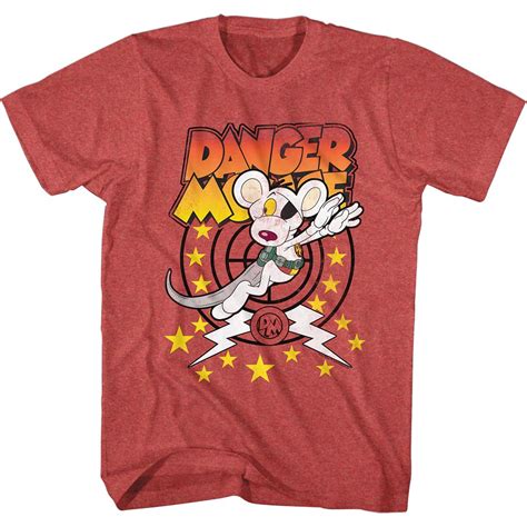 Danger Mouse Shirt Lightning Bolts Heather Red T Shirt Danger Mouse