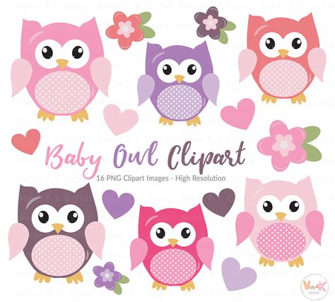 Cute Owls Clipart Pink Owls Clipart Digital Owls Clipart