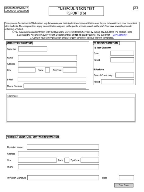 Blank Tb Test Form Printable Customize And Print