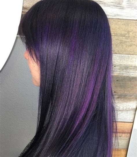 Purple Highlights All Things Hair Image Instagram Trend Brown Hair