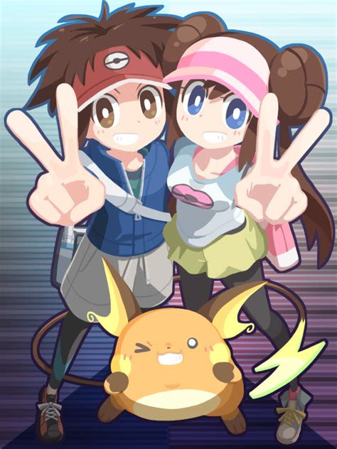 Rosa Nate And Raichu Pokemon And 1 More Drawn By Cafe Chuu No