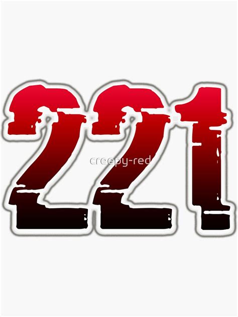 Creepy Red Number 221 Sticker For Sale By Creepy Red Redbubble