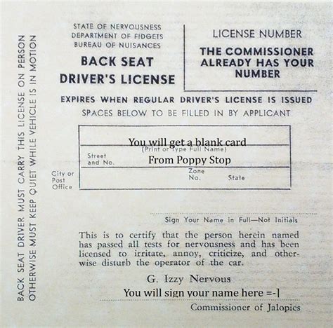 Free Printable Backseat Drivers License Truehfiles