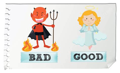 Opposite Adjectives With Good And Bad Adjective English Art Vector
