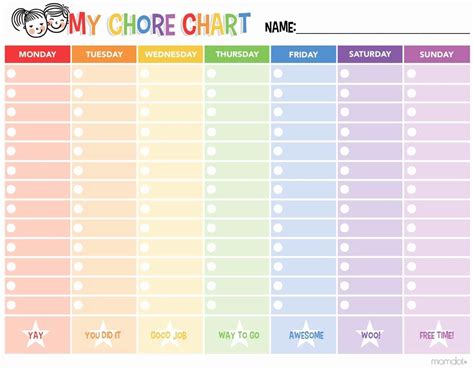 Printable Chore Charts Chore Chart For Toddlers Printable Chore