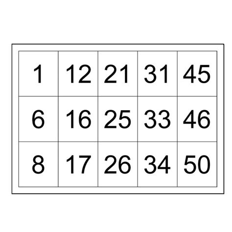 50 Free Printable Bingo Cards Numbers Bingo 1 50 Bingo Card They