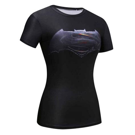 Black 3d Printed T Shirts Women Superman Compression Shirt Short Sleeve Cosplay Superhero For