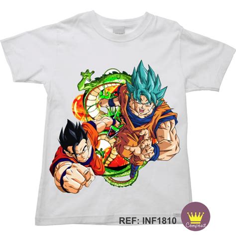 Camiseta Infantil Dragon Ball Super Saiyajin Blue E Gohan No Elo7