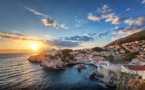 The Sunset View Over Dubrovnik Croatia Adriatic Sea Desktop Wallpaper ...
