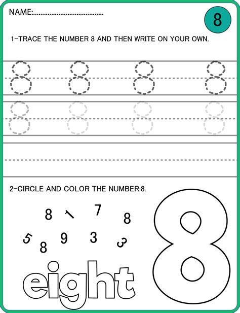 Tracing Numbers Activity Trace The Number 8 Educational Children Game