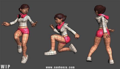 Dancing Game Character Wireframe Dance Games Character Modeling