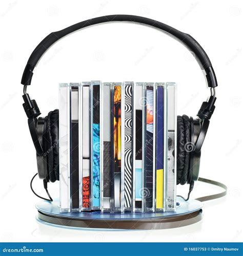 Headphones On Stack Of Cds And A Reel Tape Stock Image Image Of