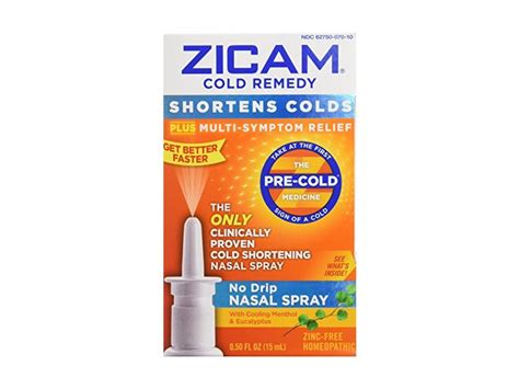 Zicam Cold Remedy No Drip Nasal Spray Cooling Menthol And Eucalyptus 05 Fl Oz15 Ml Ingredients