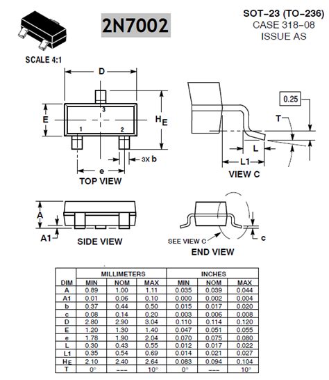 2N7002 MOSFET Pinout Equivalent Specs Datasheet Microcontrollers