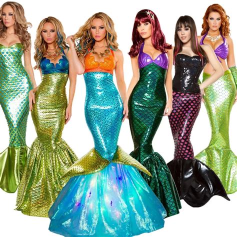 Sexy Deluxe Sequin Mermaid Dress Goddess Adult Fantasia Ariel Princess Cosplay Mermaid Tail